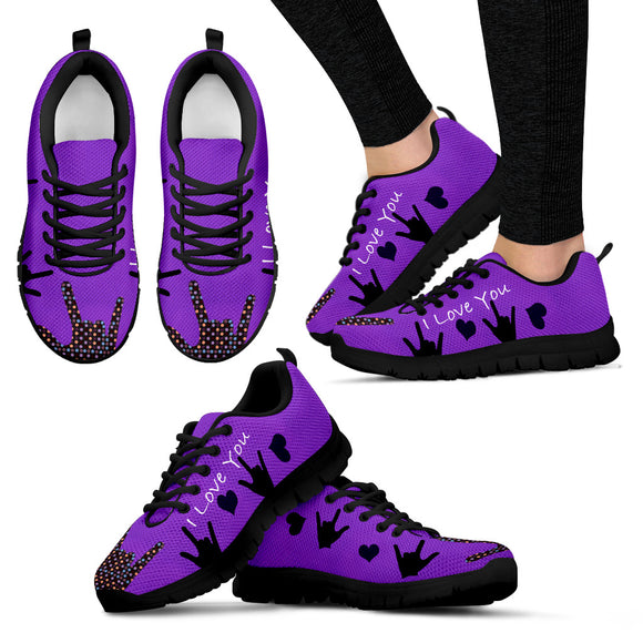 I Love You Women Sneakers - purple and Black